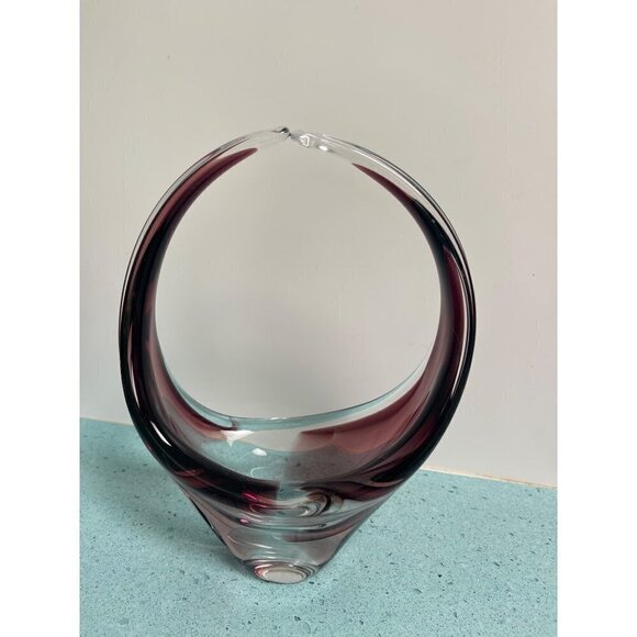 Art Glass Basket Vintage Handblown MCM Purple Collection - Picture 5 of 10